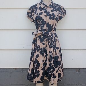 Black And Tan Floral Print Sundress